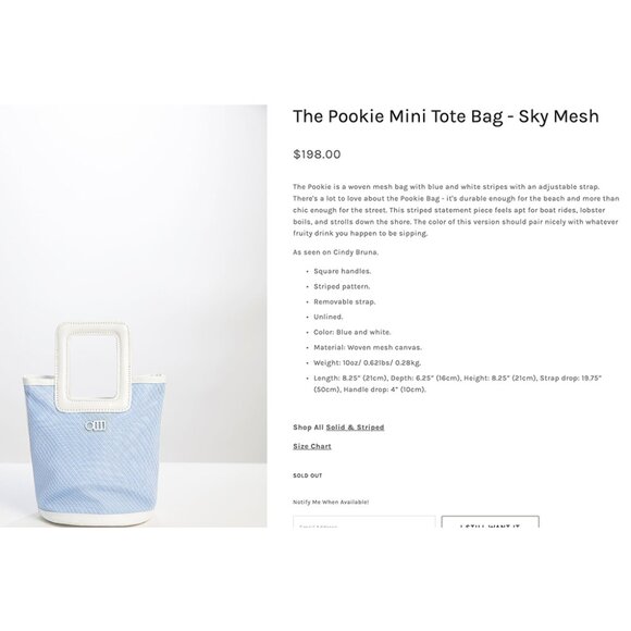 Solid & Striped The Pookie Mini Tote Bag - Sky Mesh - Picture 11 of 16